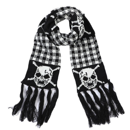 Thickened Thermal Knitted Scarf With Skull Design
