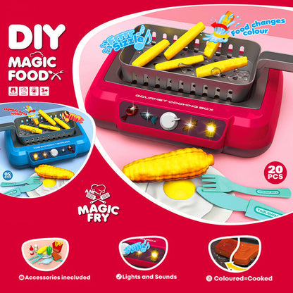 Interactive Kitchen Cooking Toy Set - Color-Changing Play Food with Lights & Sounds | Educational Pretend Play for Kids 4-6