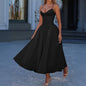 Elegant High-end Strapless Solid-color Long Dress