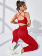 Women’s 2-Piece Fitness Set – Cross-Waist Leggings & Sports Bra Suit (6 Colors)