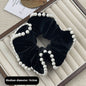 Vintage Velvet Beads Hair Ring Temperament Oversized Flocking Classic Style All-matching Elegant Fashion High Elastic Black Hair Rope