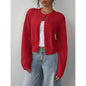 Chic Long Sleeved Knitted Cardigan Fashion Slim Solid Color Short Sweater For Women Clothing