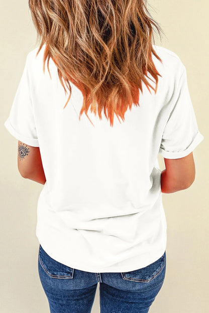 Women's Casual Round Neck Versatile Embroidered Short Sleeve
