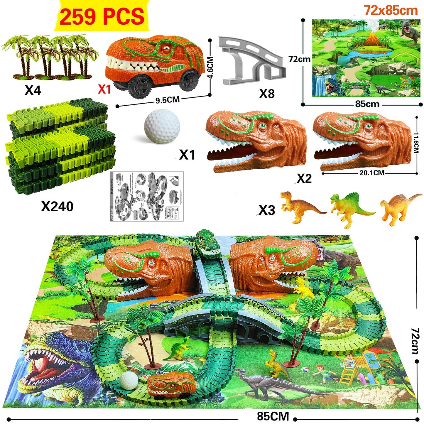 Children's Rail Car Toy Electric Dinosaur