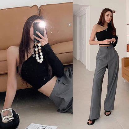 Korean-style Sexy And Sassy Tight-fitting Figure-flattering Top