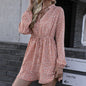 Lace V-Neck Floral Long Sleeve Mid-Length Dress Women