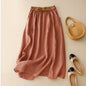 Women's Color-block Skirt With Elastic Waist