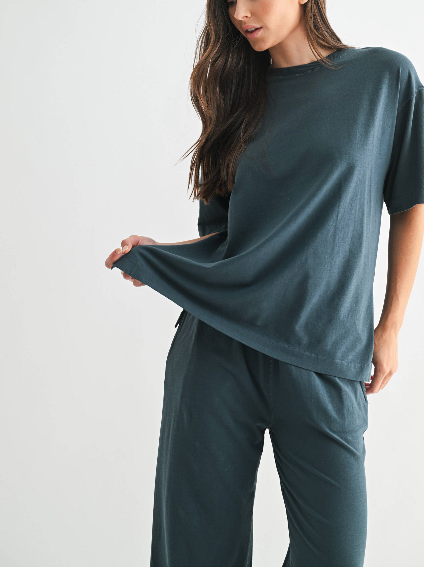 Coastal Drift Pima Cotton Pant Set in Slate Teal — oversized for ultimate comfort-2