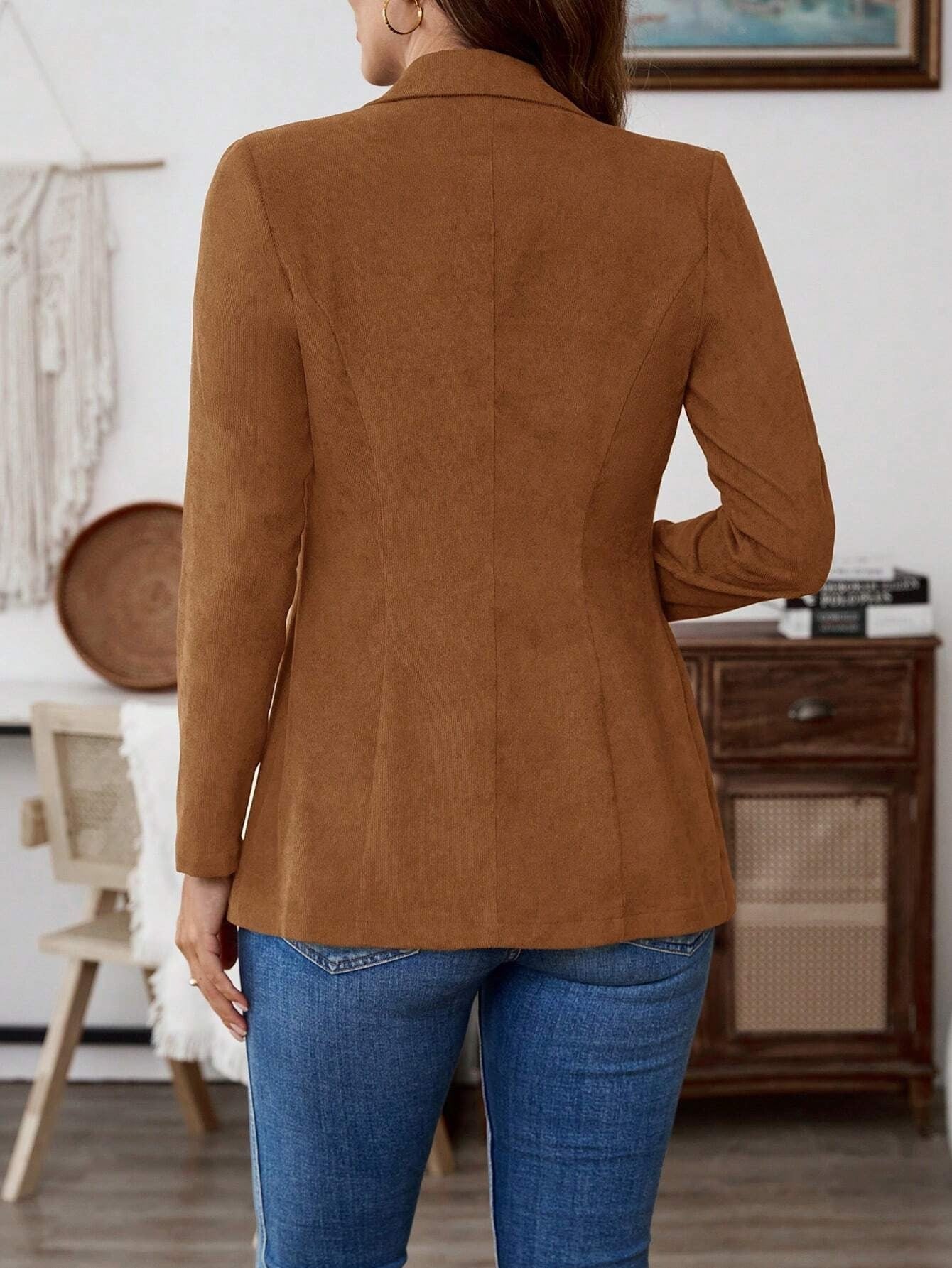 Lapel Long Sleeve Single-breasted Leisure Suit Coat