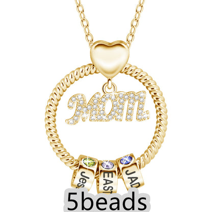 Mother's Day Gift Personalized Circle Pendant with Custom Beads Birthstone Pendant