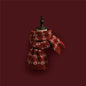 Red Knitted Scarf With Elk Print And Snowflake Pattern Designed For Warmth