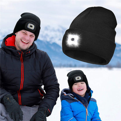 LED Beanie Hats Rechargeable Unisex High Powered Head Lamp Torch Light Cap