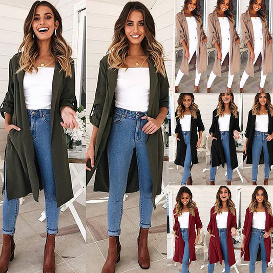 Women's long trench coat jacket