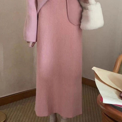Women's Solid Color Casual Versatile Knitted Skirt