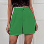 Women's Solid Color Wide-leg Comfortable Casual High-waisted Shorts
