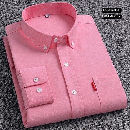 Men's Premium Oxford Cotton Shirt - Long Sleeve Button Down Dress Shirt