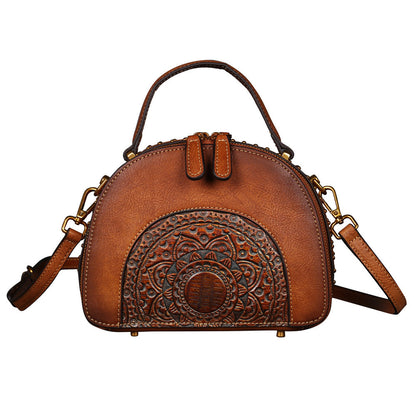 Vintage leather handbag multi-functional suede cowhide