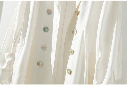 Women's Over-the-Knee Mid-Length Trench Coat with Silk Waist Belt - Elegant Winter Coat