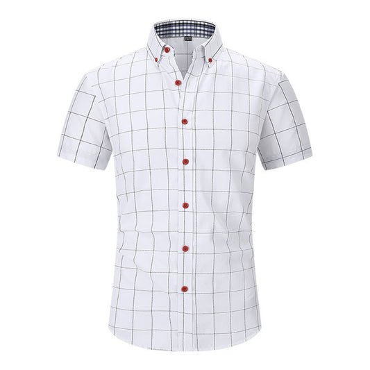 Plaid Men's Short-sleeved Shirt Anti-wrinkle
