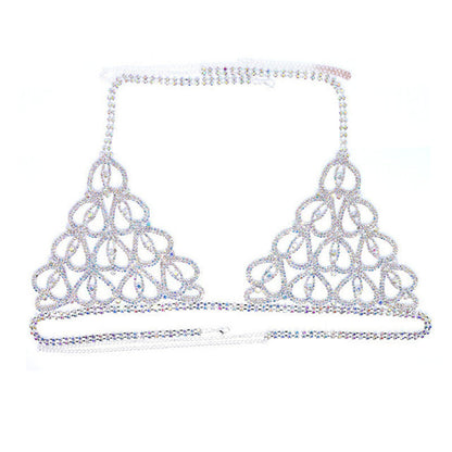 Sexy Bikini With Heart-shaped Rhinestone Claw Chain On Body Chain
