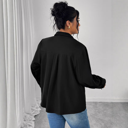 French Style Black Lace Shirt With Black Buttons