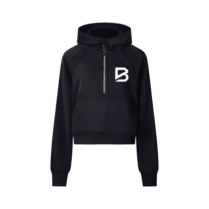 Women's Cropped Half-Zip Hoodie - Premium Gym Hoodie | BRACE