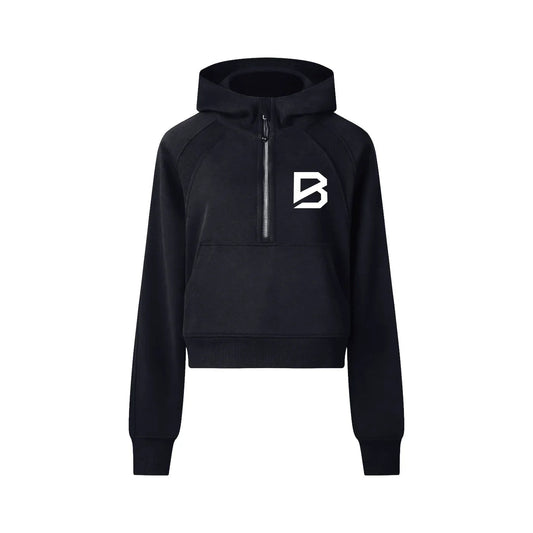 Women's Cropped Half-Zip Hoodie - Premium Gym Hoodie | BRACE
