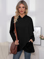 Long Sleeve Irregular Solid Color Hoodie Women