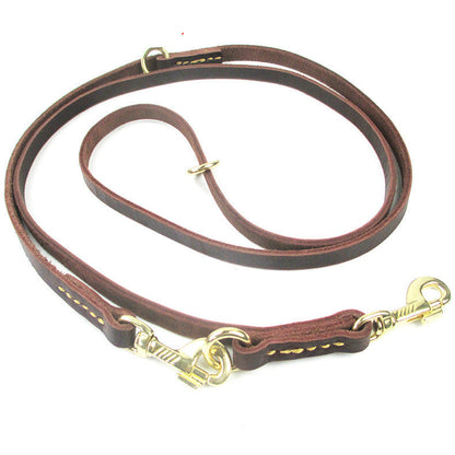 Double-headed Copper Hook Dog Traction Belt Cowhide Convenient Leash Running Rope