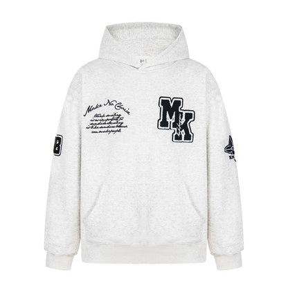 Embroidered letter hooded sweatshirt
