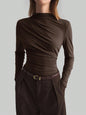 New Asymmetrical Mock-neck Slim-fit Base Top For Women