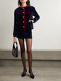 Contrast Color Jacket & Velvet Mini Skirt Set