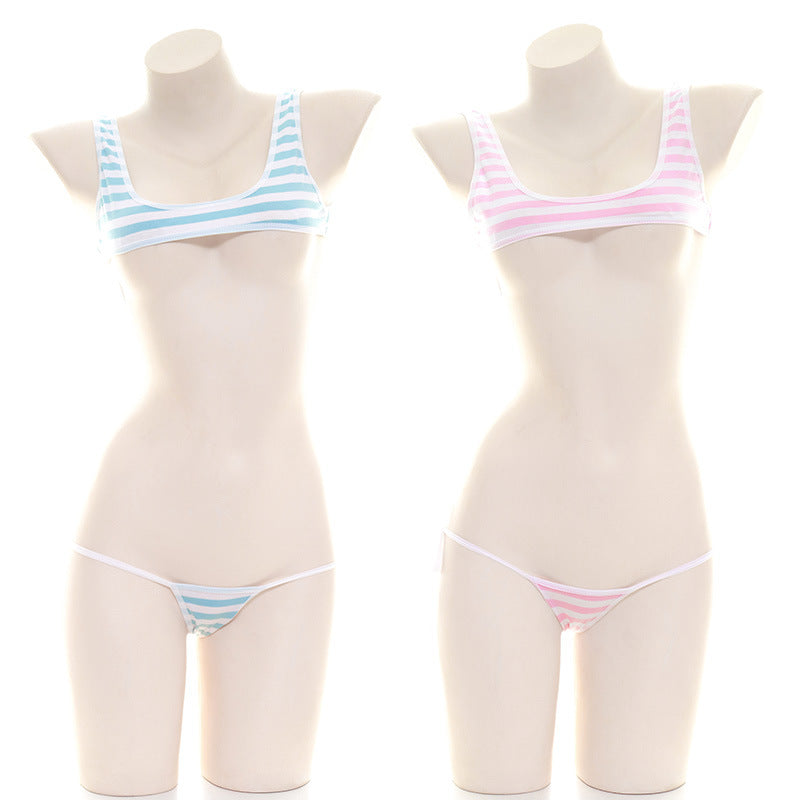 Striped Tank Top With Tie-up Bra