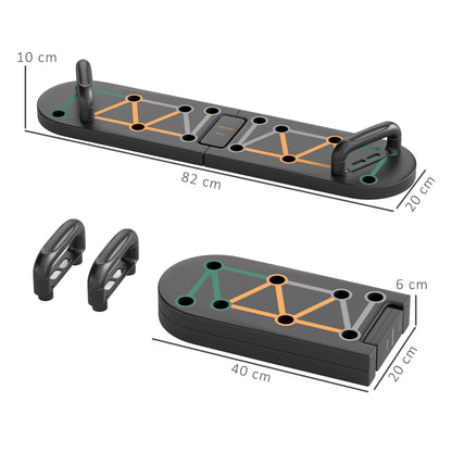 SPORTNOW Foldable Push Up Board with Non-Slip Pads for Chest, Arms, Shoulders - Black Fitness Equipment