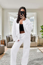 Women's Oversized Fleece Bomber Tracksuit  Zipper Jacket & Wide-Leg Pants Set
