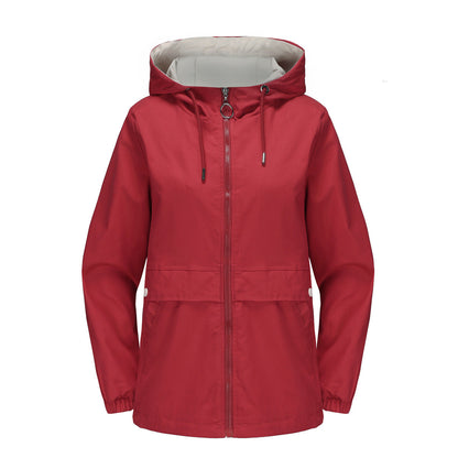 New Hooded Solid Color Trench Coat For Women