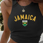 Women's Y2K Jamaica Graphic Print Crop Tank Top Black Sleeveless Stretchy Polyester Blend Casual Top