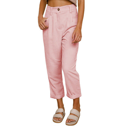 Baggy Corduroy Straight Pants Oversized Spodnie Elegant Trousers New Broek Women Causal Spring Fall High Wasit Pantalones