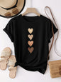 Gold Round Collar In Black Printed Pattern Short Sleeve