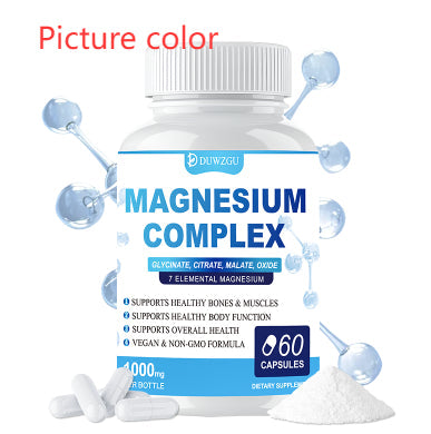 Magnesium Complex Supplement With Glycinate Citrate, Malate Oxide, Supports Bone, Muscle Digestive Health, Vegan Non-GMO, 60 Capsules