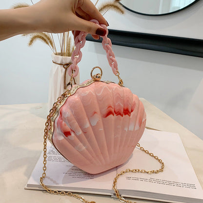 Printed One-shoulder Crossbody Chain Shell Bag
