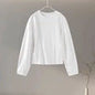 Fashion Long Sleeve O-neck Pleated Top Wide Leg Pants Women's Suit