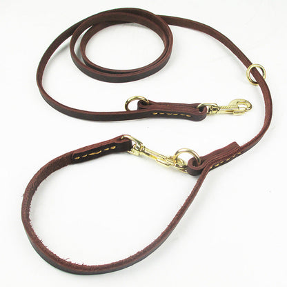 Double-headed Copper Hook Dog Traction Belt Cowhide Convenient Leash Running Rope