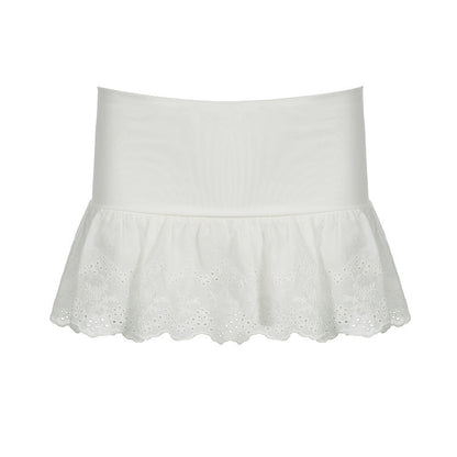 Stretchy Double-layer Lace Figure-flattering Dance Mini Skirt