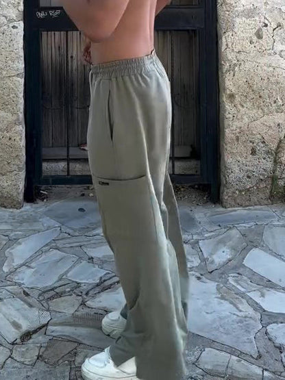 Men's Casual Elastic Waist Wide Leg Pants