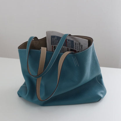 Double-sided Head Layer Cowhide Large Capacity Women's Bag