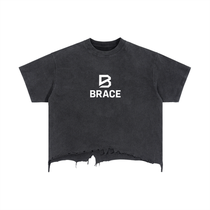 Vintage Wash Boxy T-Shirt - Distressed Hem Gym Tee | BRACE