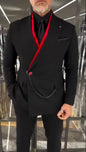 Fake Double-Layered Red Inside Jacket With Chain