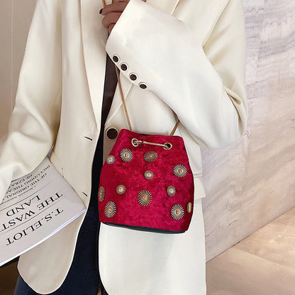 Women's Fashion Velvet Bucket Bag