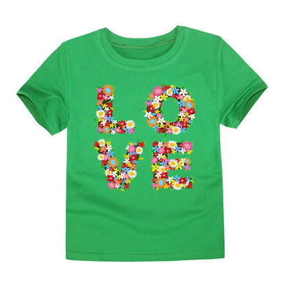 Children's Clothing Cartoon Knitted Heat Press Round Neck T-shirt